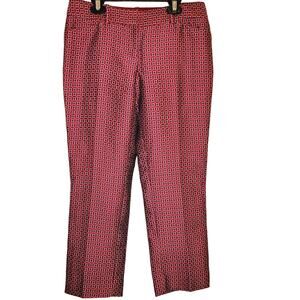 The Limited red geometric print jacquard cropped pants size 2P Retro Artsy 70s